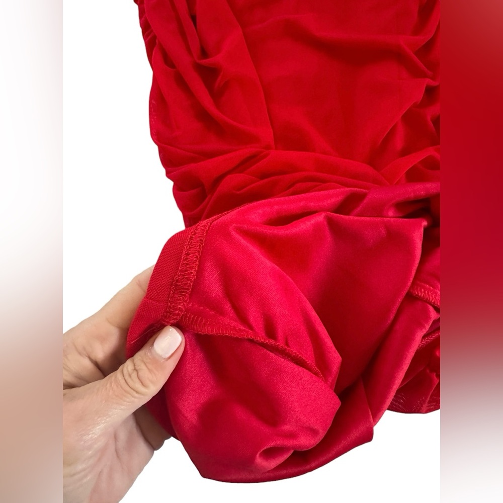 Red Ruched Bodycon Dress - Picture 8 of 8